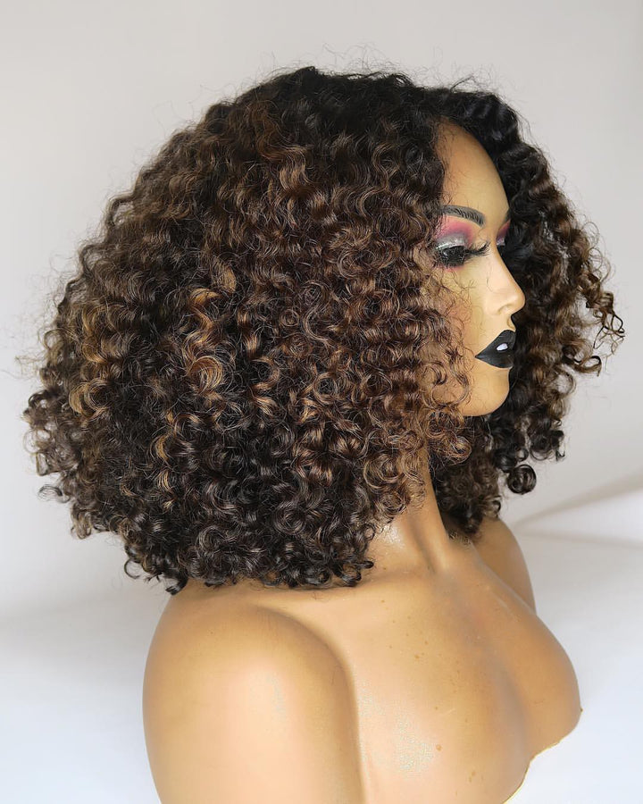 Glueless Black And Brown Ombre Curly Wig