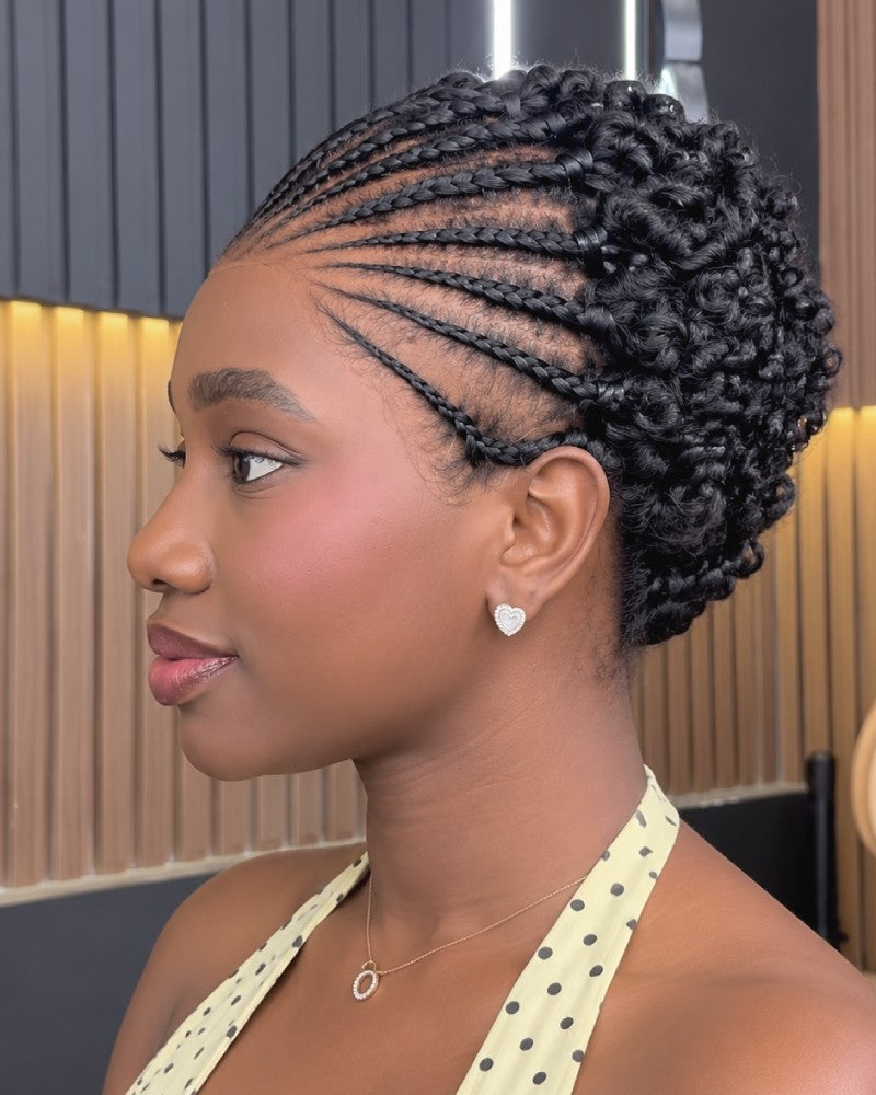 Urban Grace Cornrow Braid 13x6 Lace Wig with Short Curly Back