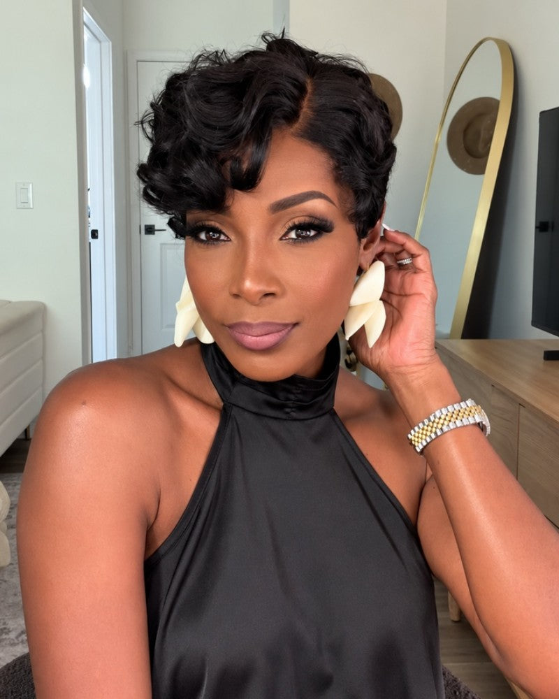 Vintage Bloom Side Part Pixie 13x6 Lace Wig with Soft Sculpted Curls