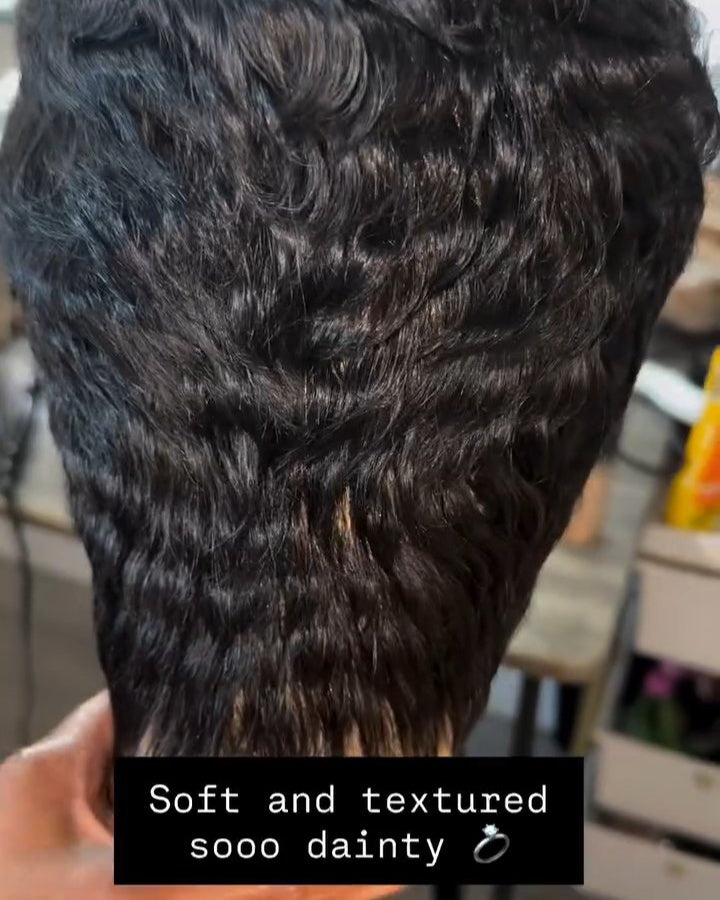 Full Lace Wave Curls Short Pixie Cut Wig 100% Human Hair