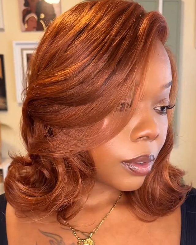 Ombre Copper Wave Layered  13x4 Lace Front Wig