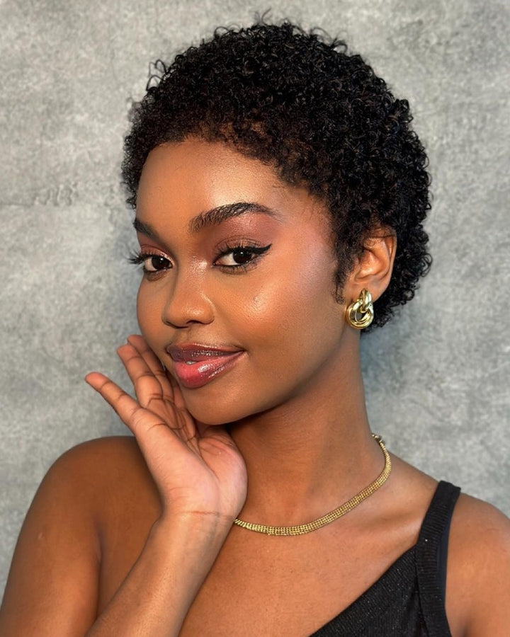 Beginner Friendly Full Lace 3C Curly Pixie Wig For Daily Wear