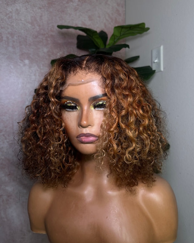 Kinky Curl Blonde Highlight 4c Edges 5x5 Closure Lace Wig