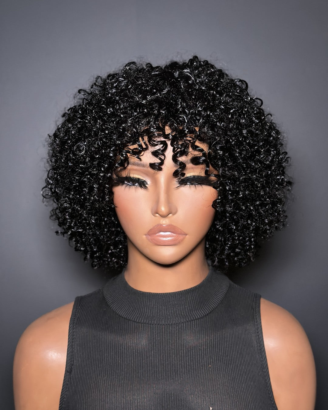 Glueless Bouncy Curly Wig With Bangs