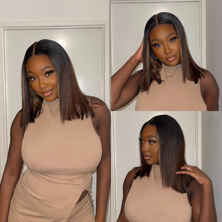 Glueless Ombre Brown 5x5 Lace Closure Straight Wig