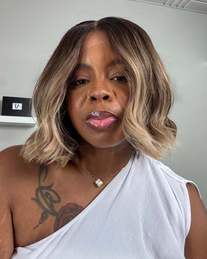 Layers Wave Blonde Highlight Bob 5x5 Lace Closure Wig