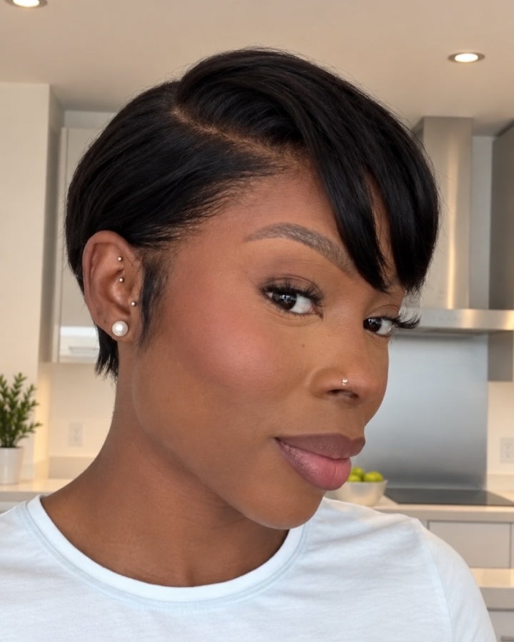 Sleek Pixie Cut 13x6 Lace Wig with Side Swept Bangs
