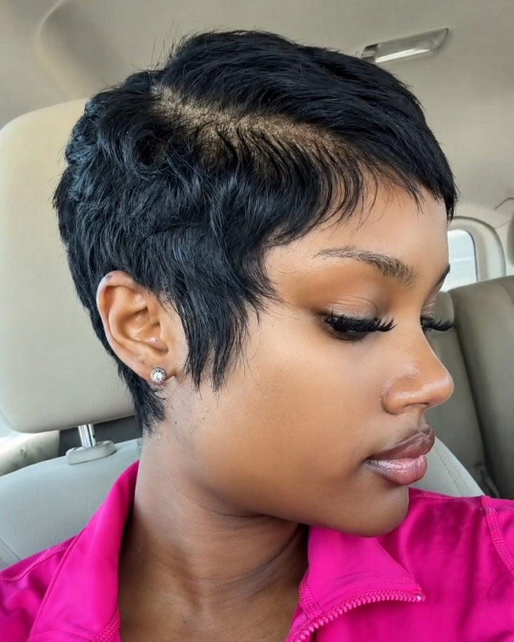 Realistic Full Lace Side Part Layered Pixie Cut Wig