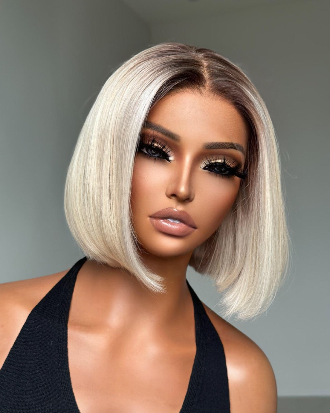 Short Ombre Light Blonde Silky Bob 13x4 Lace Front Wig