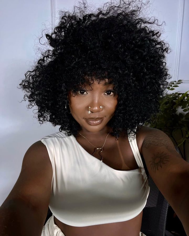 Natural Jerry Curly InvisiTop Bang Wig