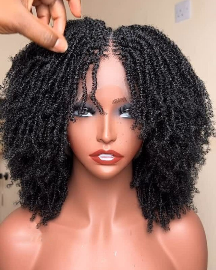 Full Lace Knotless Twist Microlocs Boho Wig