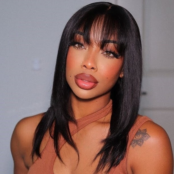 Wolf Cut Messy Hair With Bangs 5x5 Lace Closure Wig