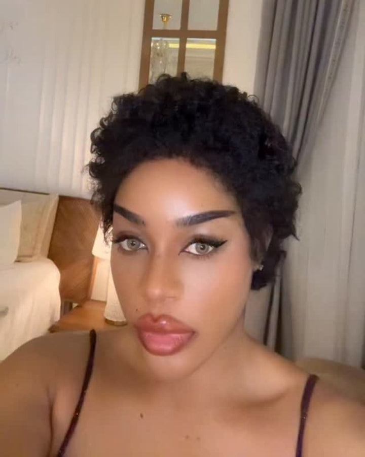 Natural Black Curly Lace Front Wig With Hybrid Hairline