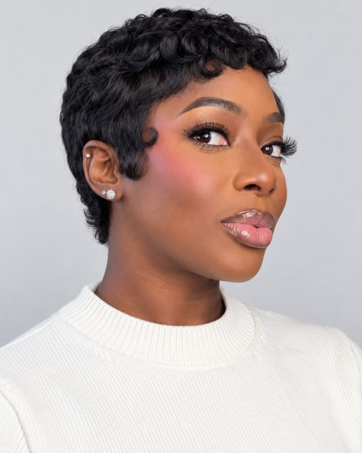 Elegance Side Part Pixie 13x6 Lace Wig with Finger Waves