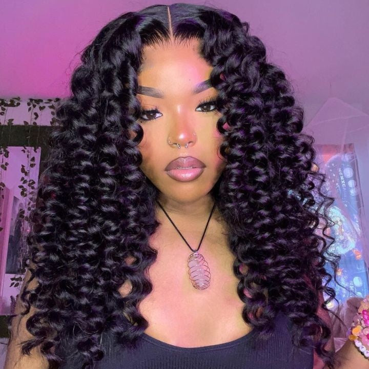 Glueless Bouncy Curly Hair 5x5 Precut Lace Closure Wig