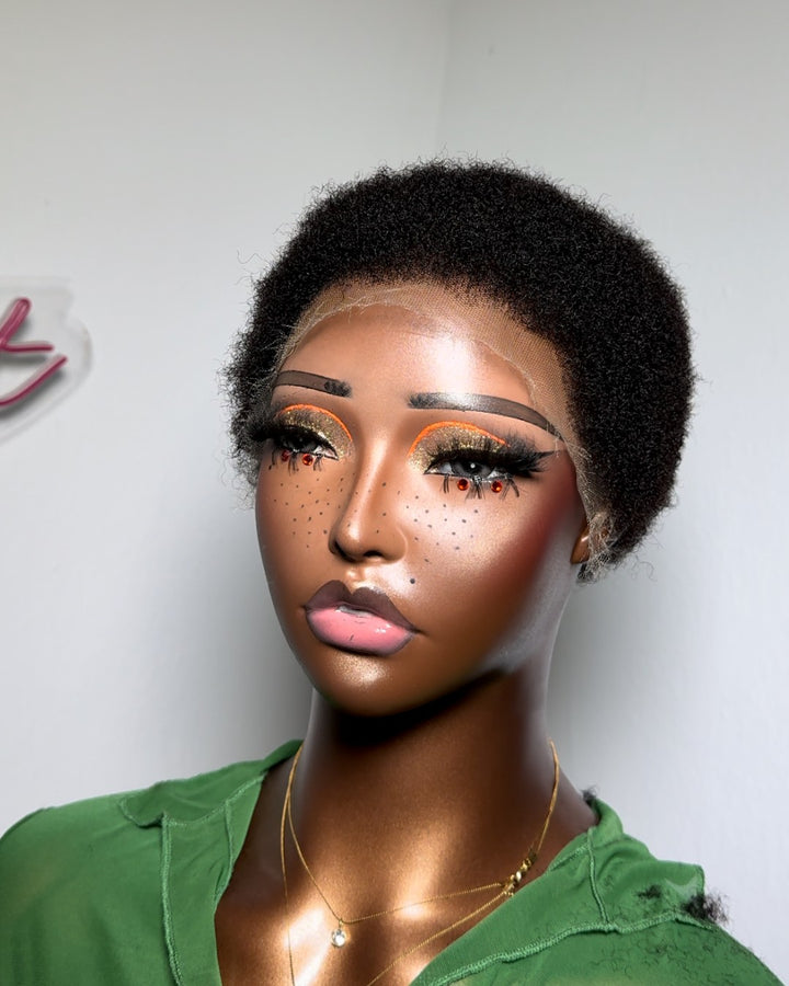 Full Lace Natural Black Afro Low Cut Wig