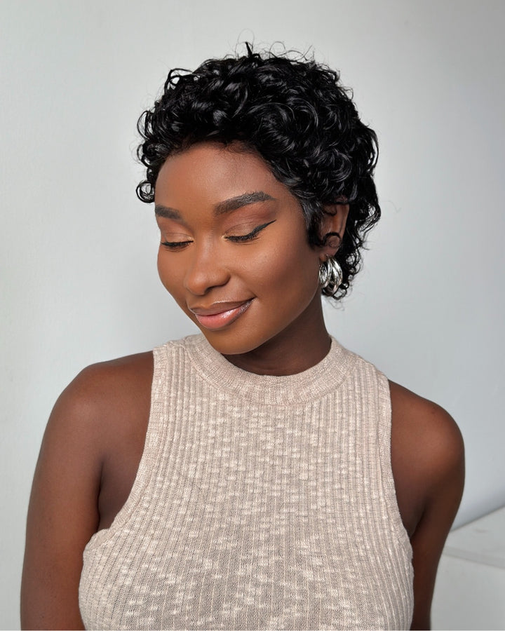Wet Wave Curls Pixie Cut Full Lace Wig Human Hair