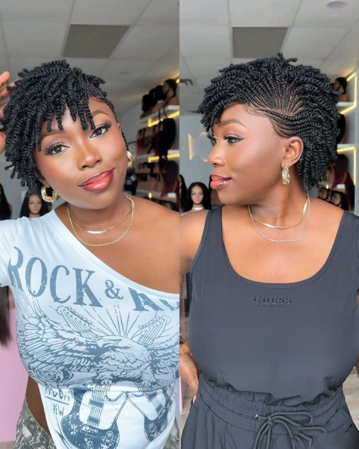 Full Lace Twist-out Afro kinky Cornrow Invisi Drawstring Wig