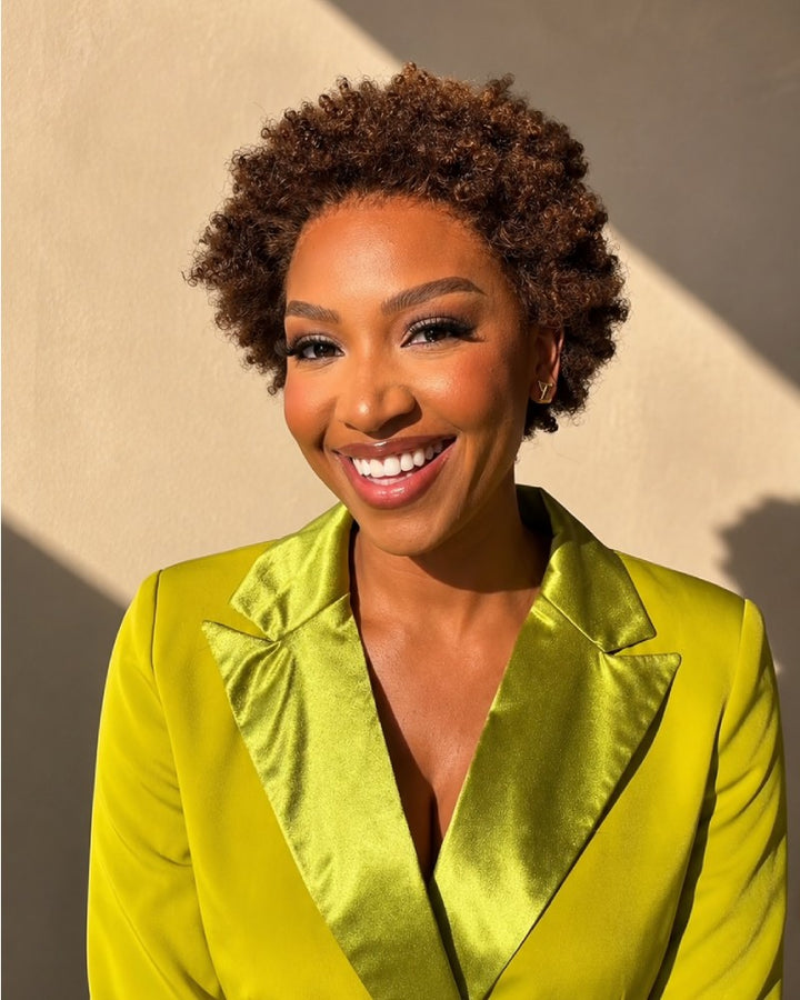 Sculpted Brown Short Afro Curly Pixie 13x4 Lace Front Wig