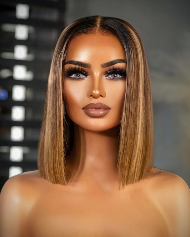 Highlights Honey Brown Straight 5x5 Lace Closure Wig