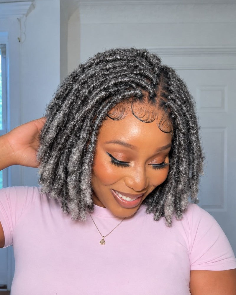 Salt and Pepper HD Full Lace Twist-out Pixie Wig with Baby Hairs