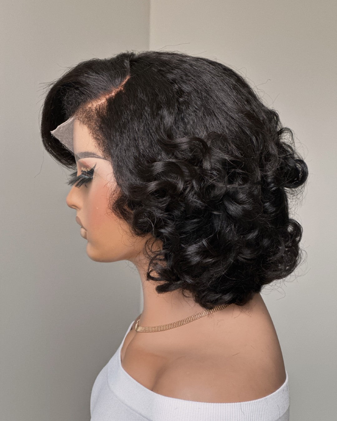 Short Layered Bouncy Curly With Kinky Edges 13x4 Lace Front Wig