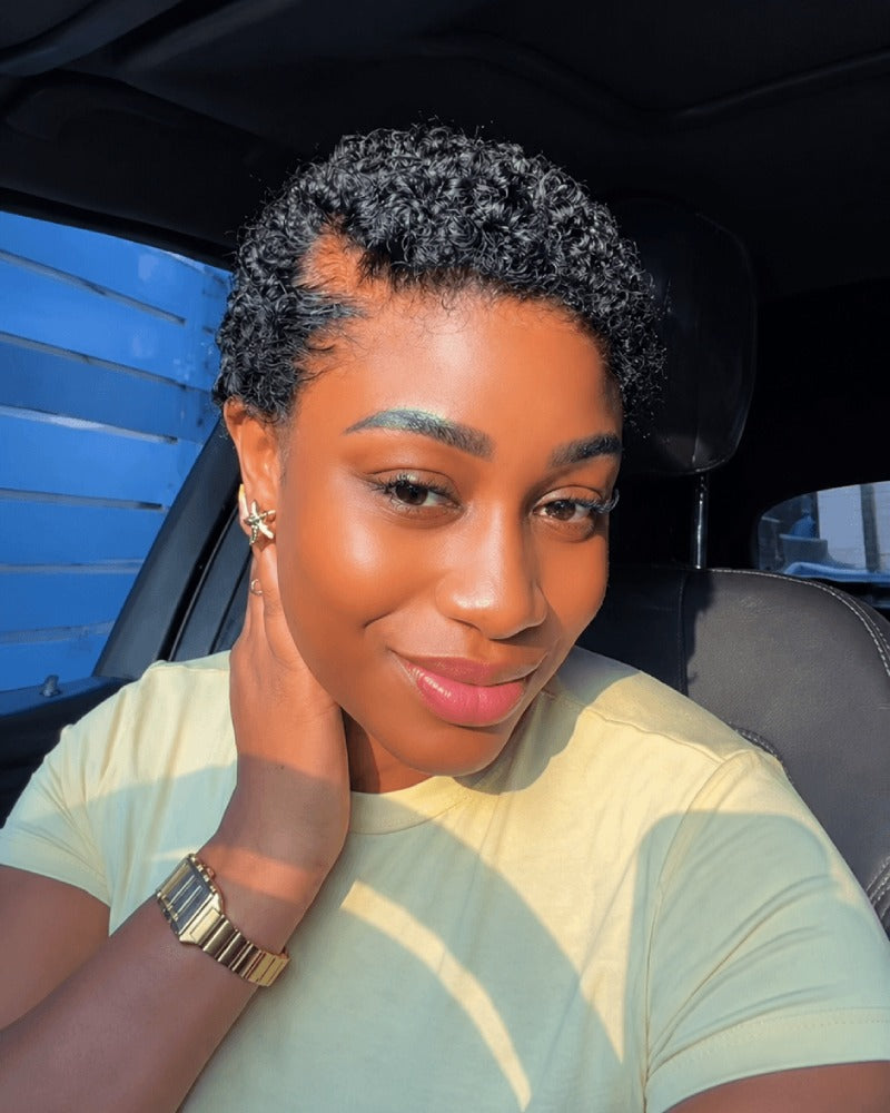 Black Mimi Curly Pixie 13x4 Lace Front Wig
