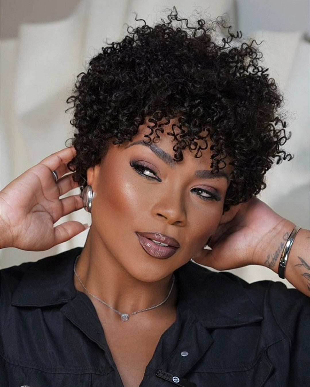 Ultra Natural Lightweight Bouncy Curly Bangs Wig