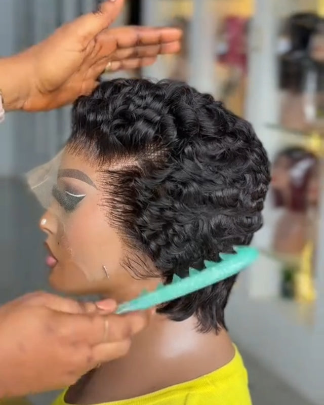 Finger Wave Pixie Style Full Lace Wig