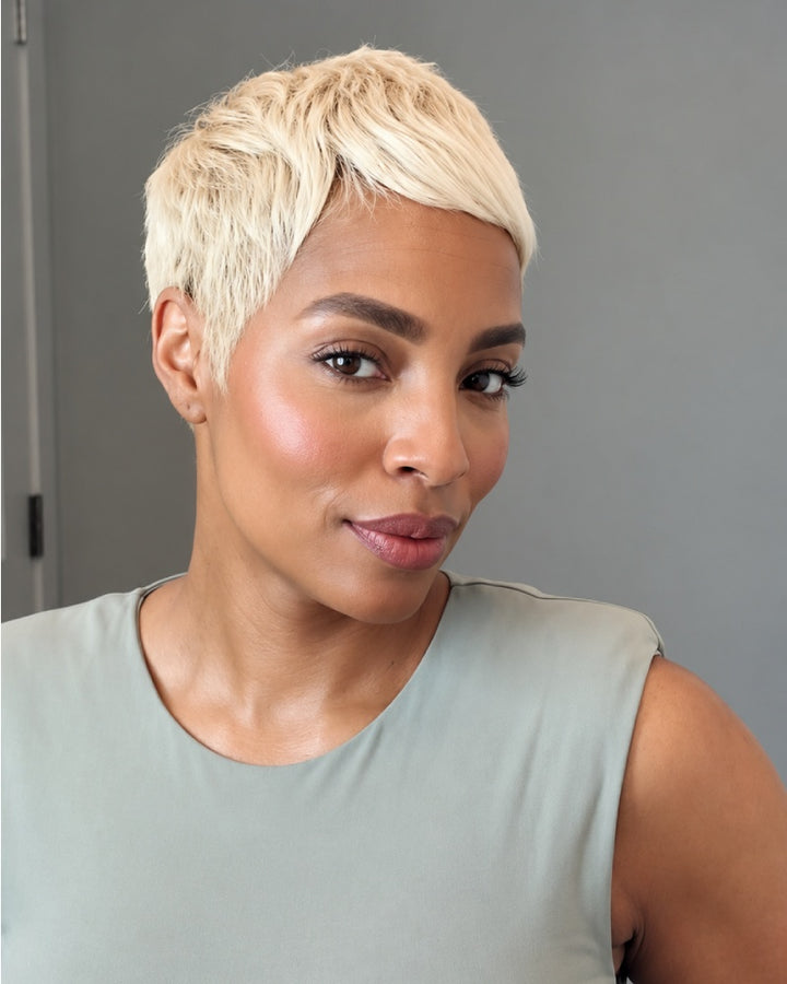 613 Golden Blonde Layered Pixie Cut 13x6 Lace Wig