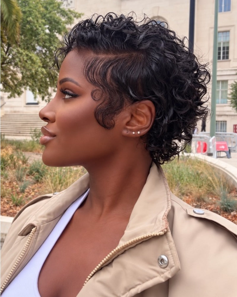 Charisma Side Part Curly Pixie 13x6 Lace Wig with Defined Ringlets