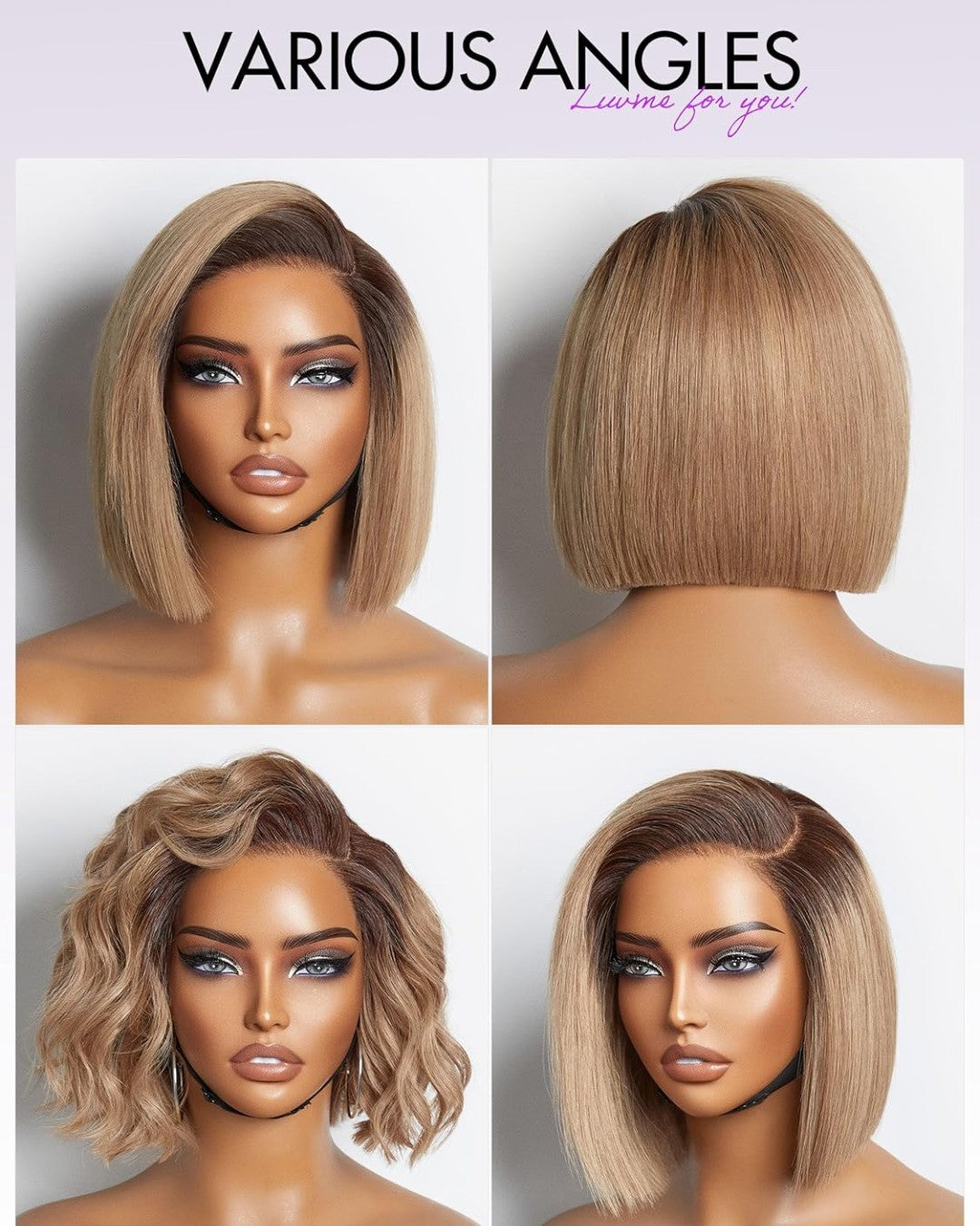 Ash Blonde Ombre Blunt Cut Bob Lace Front Wig