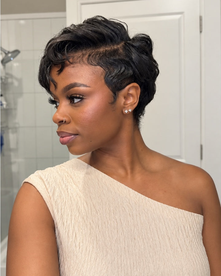 Retro Allure Side Part Curly Pixie 13x6 Lace Wig