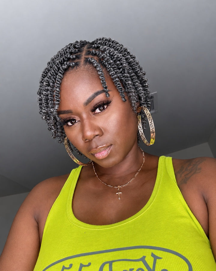 Salt and Pepper HD Full Lace Twist-out Afro Pixie Wig