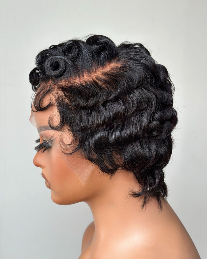 Finger Wave Short Pixie Full Lace Wig