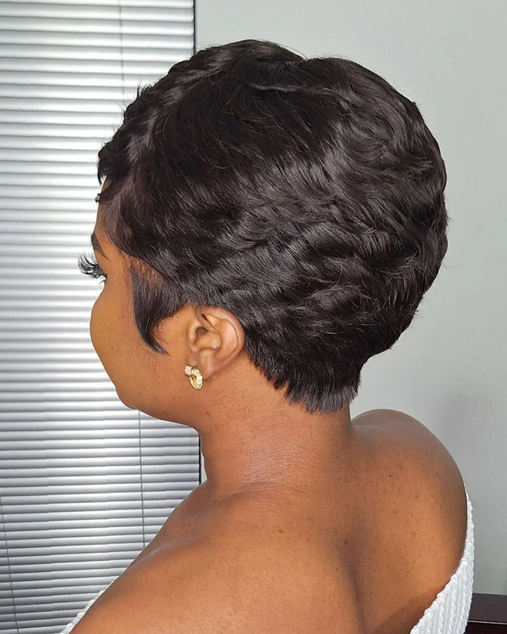 Short Pixie Cut Bang Full Lace Wig