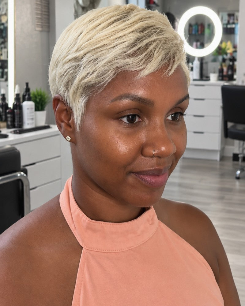 Side Part 613 Blonde Layered Pixie 13x6 Lace Wig