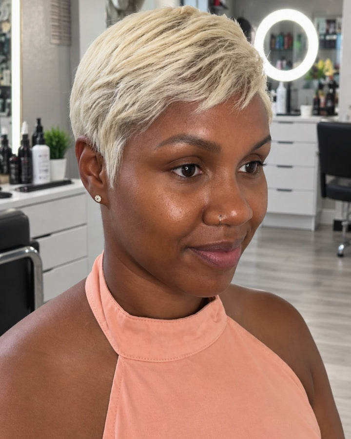 Side Part 613 Blonde Layered Pixie 13x6 Lace Wig