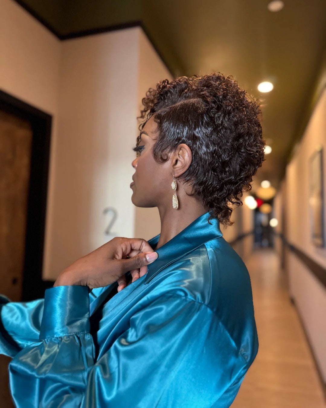 Full Lace Curly Finger Wave Short Glueless Wig