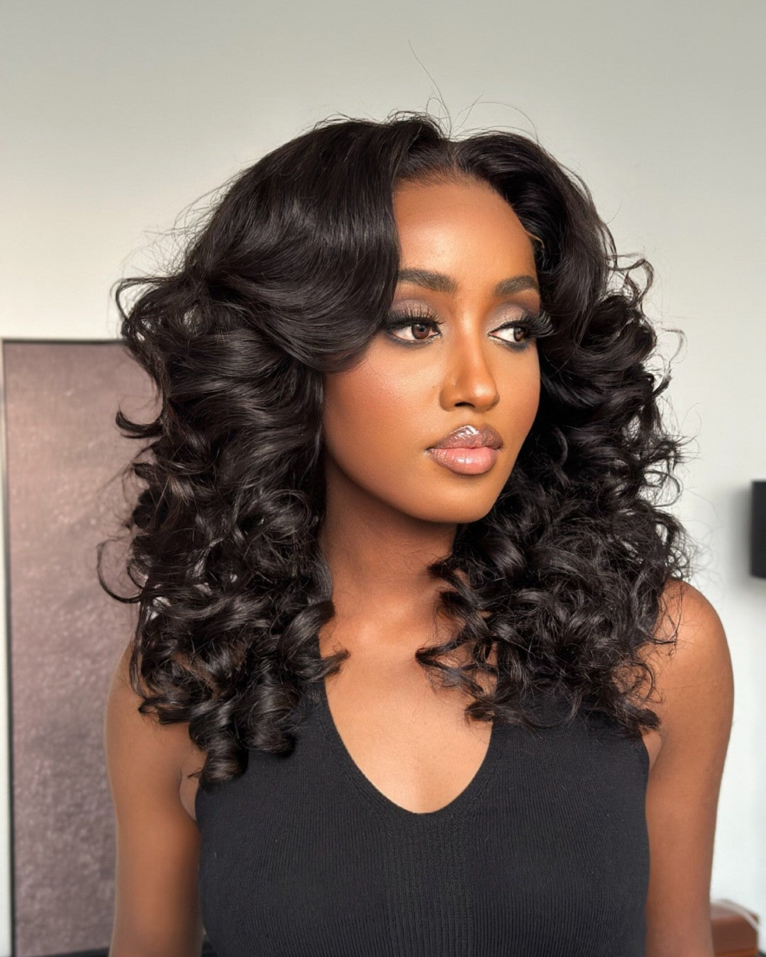 Wear & Go Layered Wavy With Curtain Bangs 4x4 Lace Closure Wig