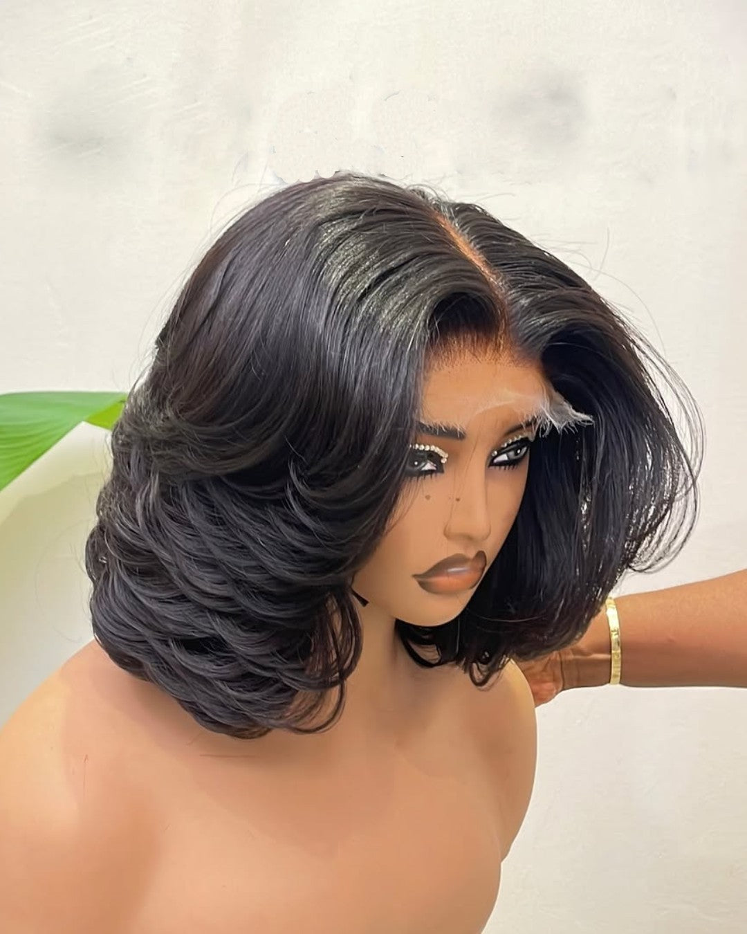 Wear & Go Layered Bouncy Wavy Bob 5x5 Pre Cut Lace Wig
