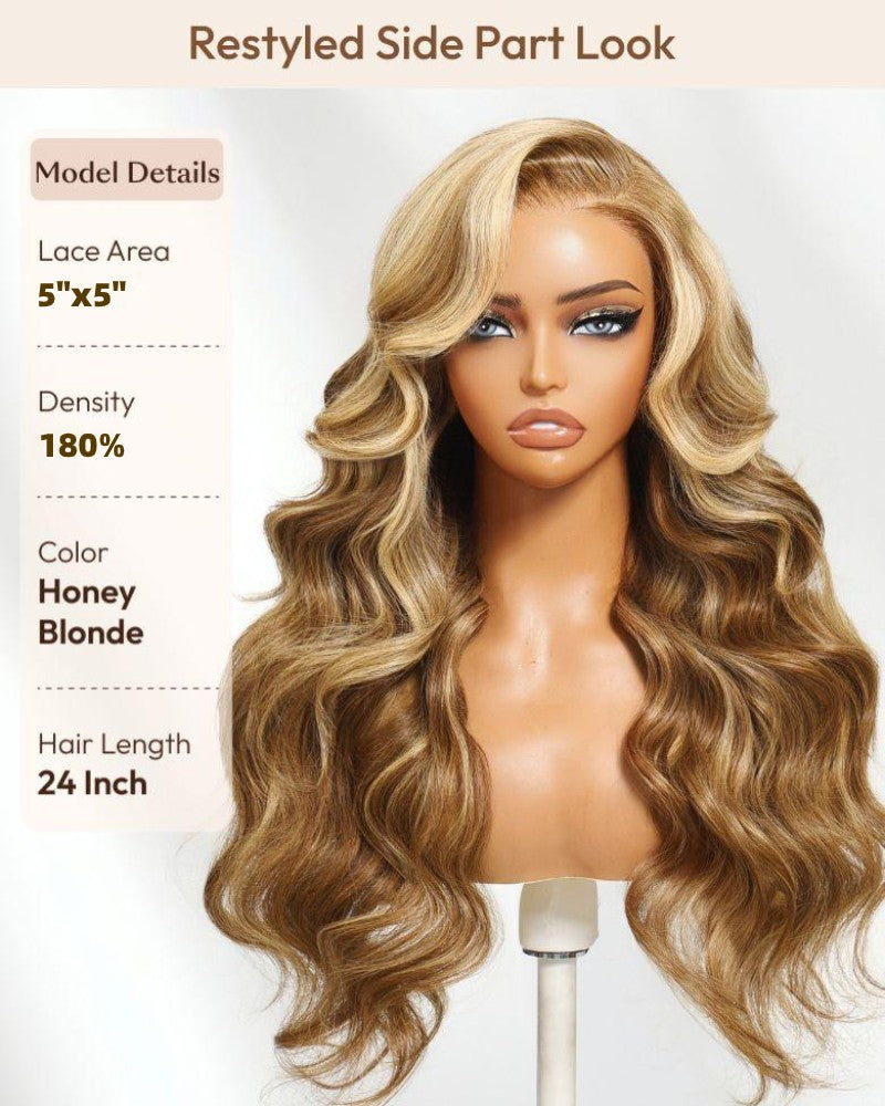 Honey Blonde Body Wave 5x5 Lace Closure Wig
