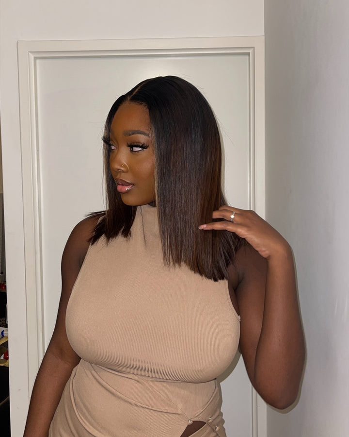 Glueless Ombre Brown 5x5 Lace Closure Straight Wig