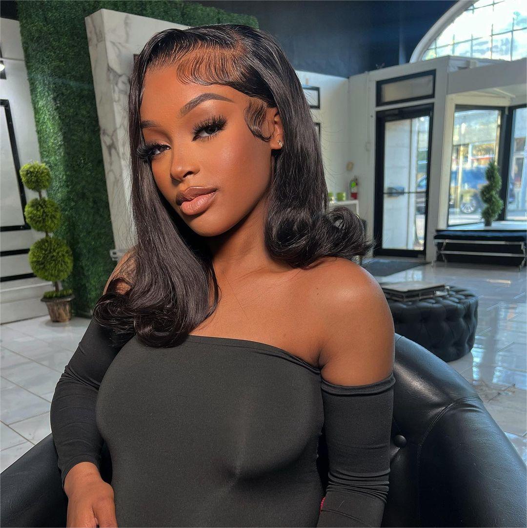 Trendy Style 13x4 Lace Frontal Straight Wig With Curly Hair Tail