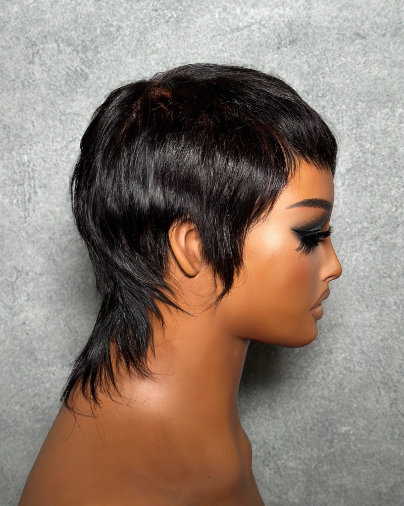 Full Lace Pixie Cut Wig With Short Tail