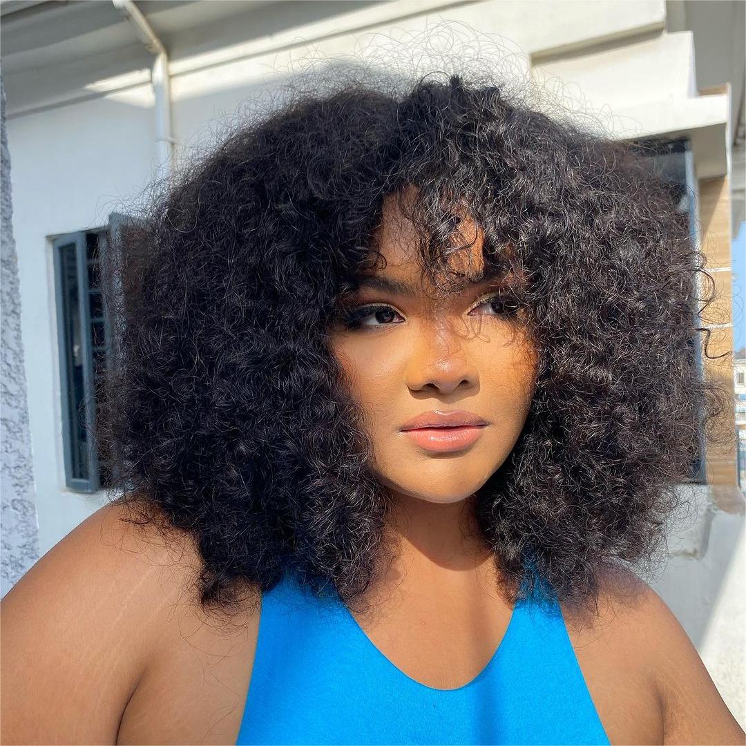 Glueless Bouncy Curl Wig With Bangs