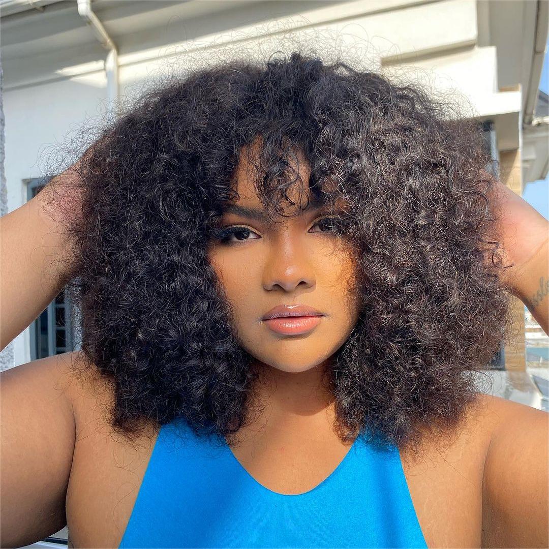 Glueless Bouncy Curl Wig With Bangs