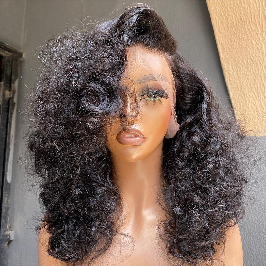 Volume Bouncy Curly 13x4 Lace Frontal Side Part Wig