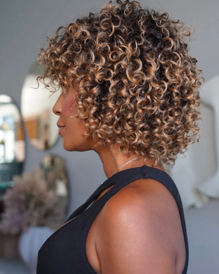 Wear & Go Short Ombre Dark Golden Blonde Brazilian Curly Wig