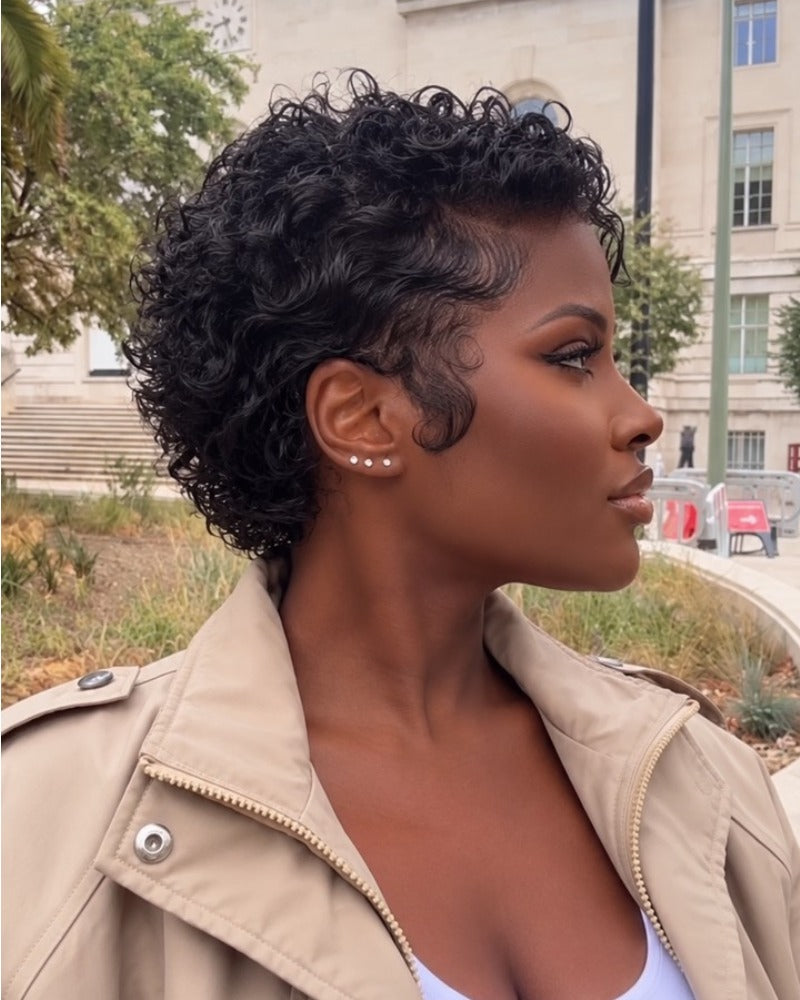Charisma Side Part Curly Pixie 13x6 Lace Wig with Defined Ringlets